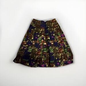 LaVia Women's Skirt IT 40 US 4 Abstract  A-Line Cotton Blend Made in Romania